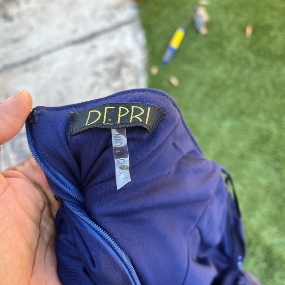 Junior  Navy Blue Elegant Strapless Dress w sequins. By Depri - Picture 4 of 4